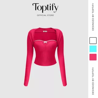 Áo croptop nữ tay dài khoét nách TOPTIFY đính nơ ngực Nadia Top AC115