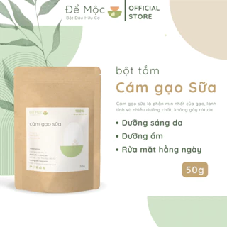 Bột cám gạo sữa hữu cơ Để Mộc nguyên chất - Trắng da, dưỡng ẩm, bột rửa mặt siêu mịn da (50G)