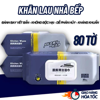 Giấy Ướt Lau Bếp, Khăn Ướt Lau Bếp Siêu Sạch Gói 80 Tờ To- Chứa VITAMIN.E Không Độc Hại Không Gây Kích Ứng Da Tiện Lợi