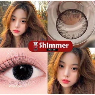 Lens mắt đen shimmer black giãn 14.5mm- kính áp tròng đen black shimer giãn to long lanh