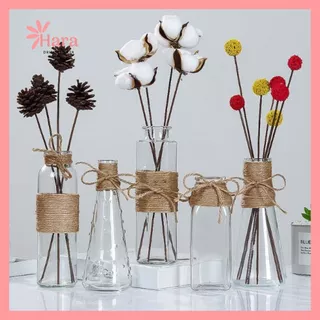 [30] Lọ hoa thủy tinh trong căm hoa khô - Bình hoa decor trang trí dây gai vintage decor - Hoa khô Hara