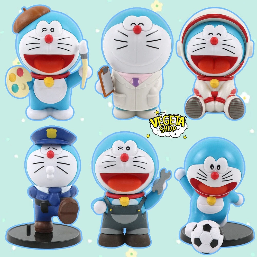 Mô hình Doraemon - Doremon Mèo ú Cosplay trang phục họa sĩ bác sĩ phi hành gia cảnh sát thợ cơ khí cầu thủ Mèo máy Mon Ú