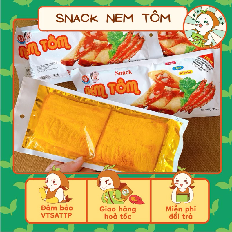 Combo 5 gói snack Nem Tôm (Ăn Là Nghiền),ăn vặt cổng trường, Ăn Vặt Nhà Mầm.