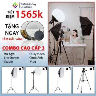 Combo Đèn Livestream Cao Cấp 3 giải pháp hoàn hảo cho livestream, studio, quay phim, chụp ảnh chuyên nghiệp