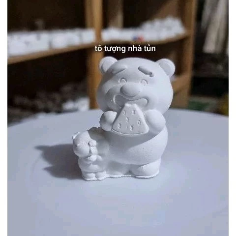 Tô Tượng Gấu Dâu Ăn Phô Mai size trung 3D