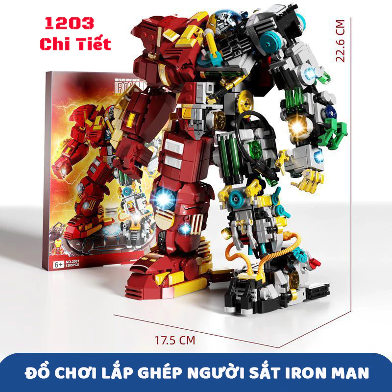 [1203 Chi Tiết - Hàng Chuẩn] Bộ đồ chơi xếp hình mô hình Người Sắt, Lắp ráp mô hình Iron men, Robot Biến Hình