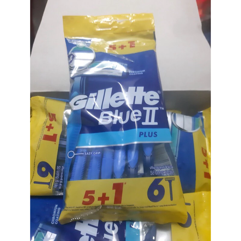 Dạo cạo dâu Gillette blue II cán xanh/cán vàng 5 tặng 1