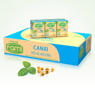 Thùng sữa đậu nành Fami Canxi, Nguyên chất có đường (36 hộp x 200ml)