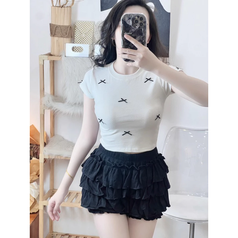 ÁO CROPTOP ÔM ĐÍNH NƠ 8 cái