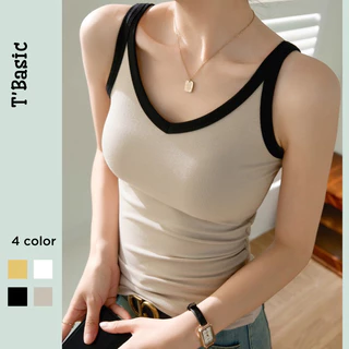 Áo croptop nữ 2 dây bản to có mút ngực, áo ba lỗ dáng ôm body chất thun cao cấp  T14