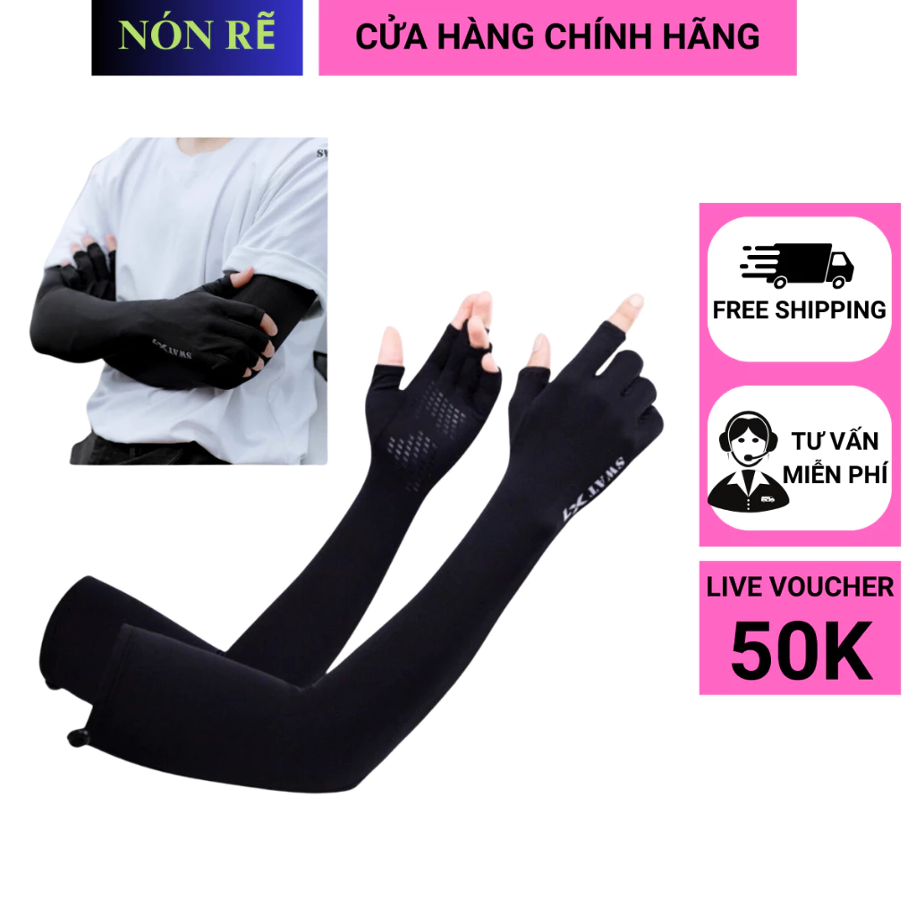 Ống Tay Chống Nắng SWAT Chất Liệu Vải Kim Cương Thun Lạnh Co Gian 4 Chiều Chống Tia UV Cực Tốt