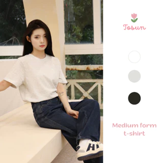 Áo thun nữ form vừa tay ngắn cổ tròn trơn basic chất cotton mát TOSUN T12