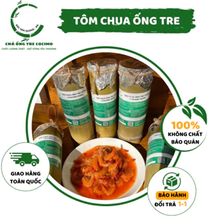 Tôm chua ống tre COCIMO, tôm bỏ đầu thượng hạng loại 1 đặc sản Quảng-Đà ống 500G