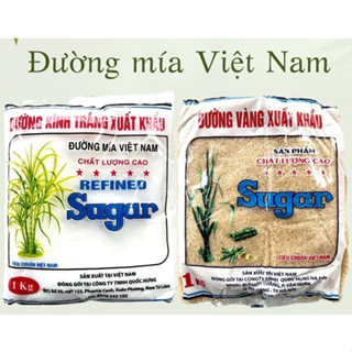 Đường tinh khiết 1kg xuất khẩu đường kính trắng, đường vàng cao cấp (980Gram )