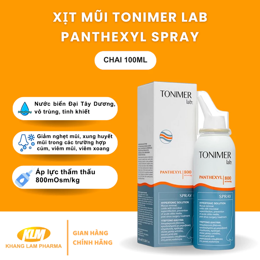 Xịt mũi nước biển sâu ưu trương Tonimer Lab Panthexyl Spray -  nhập khẩu Italy (100ml)