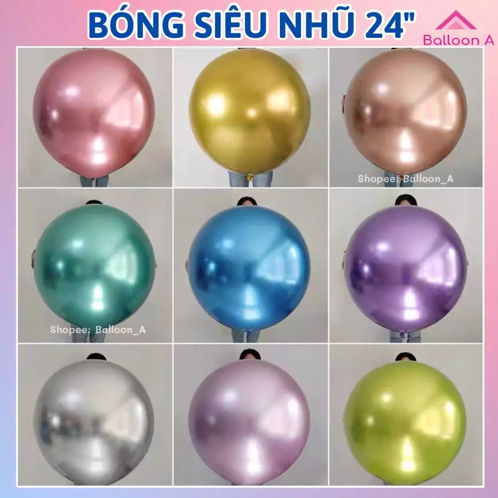 Bóng chrome siêu nhũ size đại 24 inch, Bong Bóng Trang Trí Các Loại Size 24inch