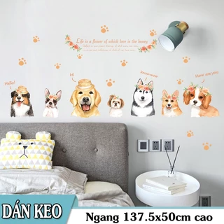 Decal trang trí tường những Chú Chó lông xù đáng yêu