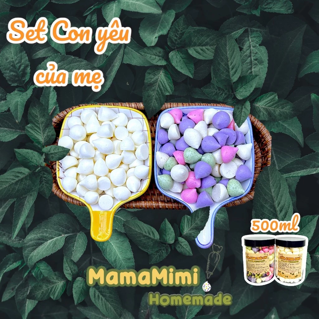 [Set Con Yêu Của Mẹ]Combo 2 Hộp 500ml Sữa Chua Nguyên Vị, Sữa Chua Trái Cây  Ăn Dặm Cho Bé Từ 6 Tháng Thơm Ngon Giòn Tan