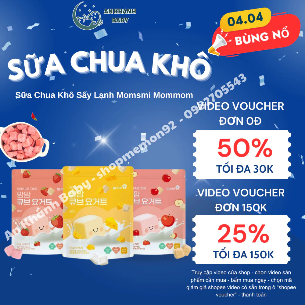 Sữa chua khô Momsmi 16g date T12/2024-2/2025