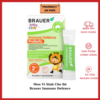 (Date 09.24) Men Vi Sinh Brauer Baby & Child Immune Defence Probiotic- Bổ Sung Lợi Khuẩn Đường Ruột Cho Bé (Hộp 30 Gói)