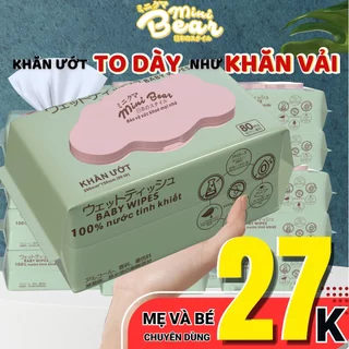 Khăn giấy ướt minibear không mùi, không cồn, an toàn làn da cho bé, 80 tờ/gói.