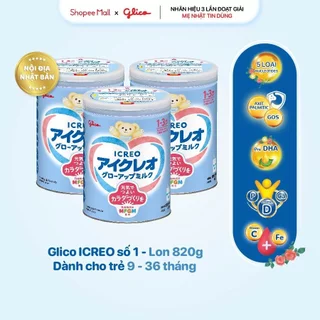 Combo 3 Lon Sữa Bột Glico ICREO Grow - Up Milk (Icreo Số 1) Lon 820g