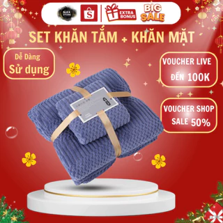 Set 2 Khăn tắm lông cừu siêu mềm, siêu thấm hút