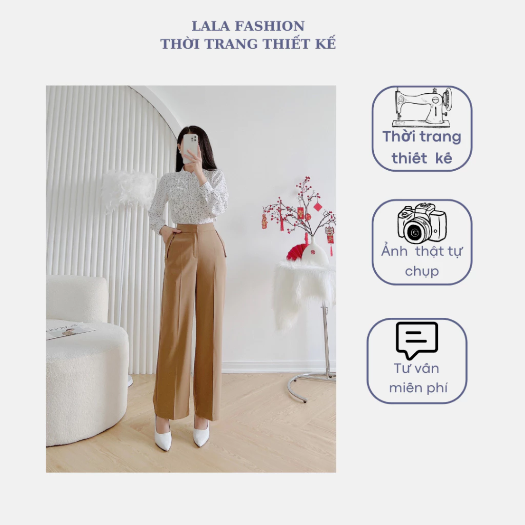 Lala fashion - Quần ống suông có 2 túi đáp bên hông