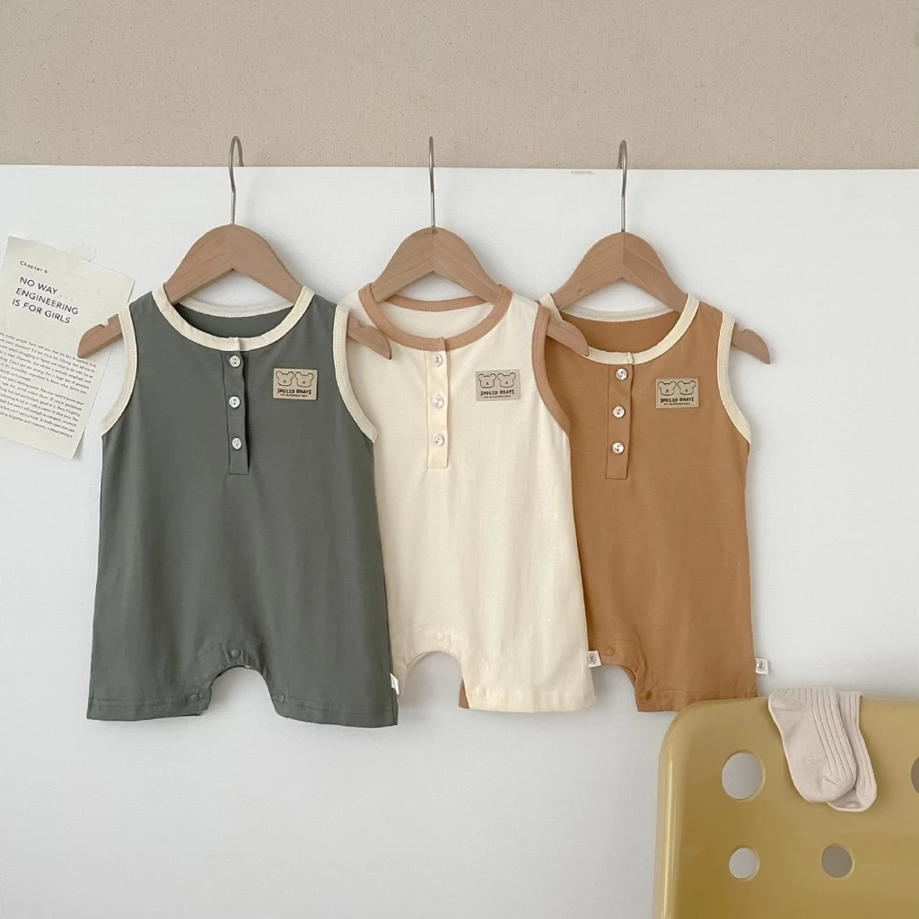 Body đùi sát nách cho bé trai bé gái vải cotton 4 chiều Bodysuit liền thân cho bé sơ sinh mặc mùa hè SLH199