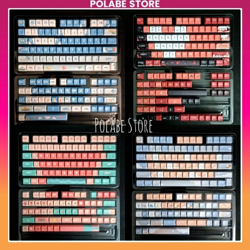 Tổng hợp Keycap XDA Chibi Cat XDA Thick PBT keycap Postman Paper Sanhua bàn phím cơ Polabe Store