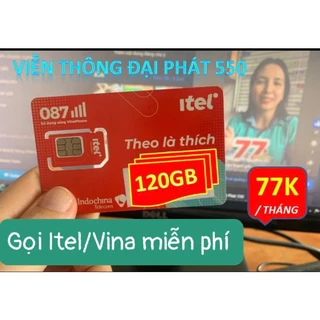 SIM 4G ITEL NẠP THẺ VINAPHONE 120GB CHỈ 77K/ THÁNG