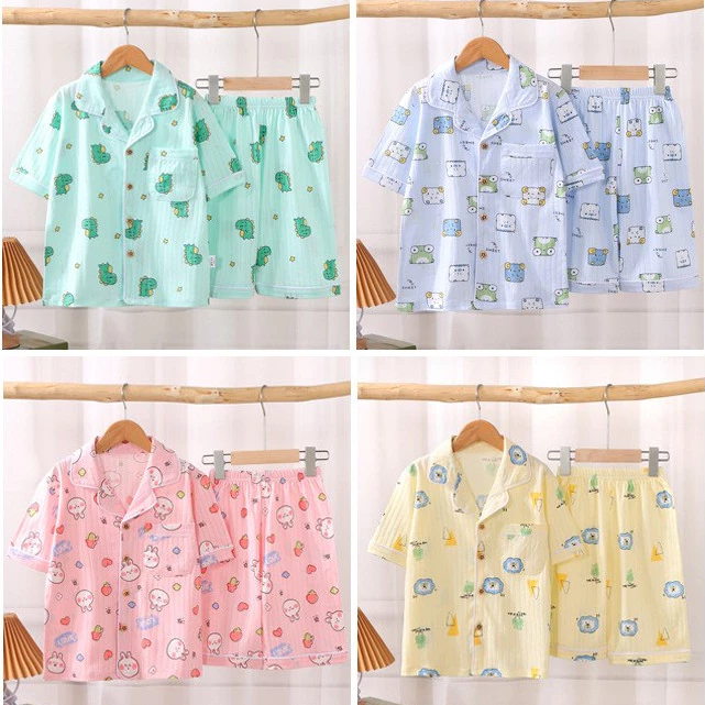 Bộ cộc tay trẻ em, pijama cộc tay cho bé trai và bé gái vải cotton thông hơi mềm mát, họa tiết xinh yêu
