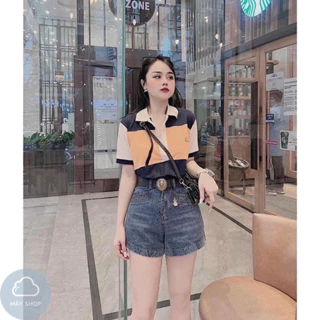 Quần sooc jeans cạp cao túi vuông mẫu mới