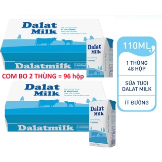 [FREESHIP] Combo 2 thùng sữa tươi tiệt trùng vị tự nhiên Dalatmilk 110ml - ít đường/ Có đường