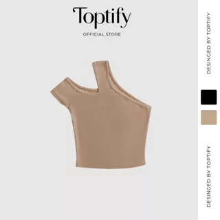 Áo croptop nữ tay ngăn body TOPTIFY croptop kiểu tay ngắn khoét một bên vai Love Letters Top AC15