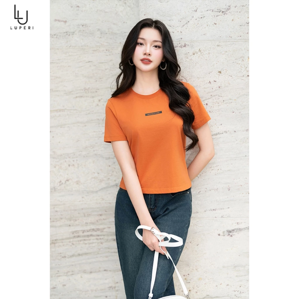 Áo Thun Nữ Tay Ngắn Dáng Croptop Chất Liệu Cotton LUPERI LFAP895 Co Giãn, Kháng Khuẩn, Thoáng Mát Cho Nữ