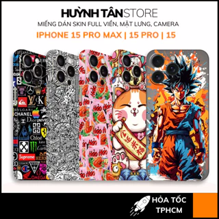 miếng dán skin iphone 15 pro max ip 15 pro full viền mặt lưng camera in hình sắc nét phụ kiện huỳnh tân store