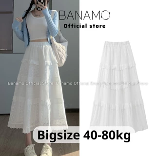 Chân váy nữ BIGSIZE Banamo Fashion chân váy midi dáng xòe viền bèo xếp tầng 2 lớp 5927