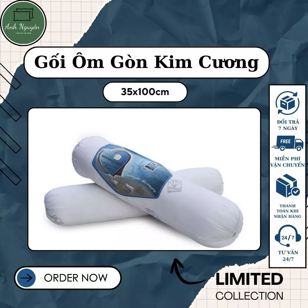 Ruột Gối Ôm Gòn Bi Kim Cương - Chính Hãng - Kích Thước 35x100cm