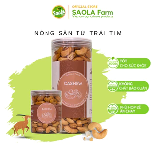 Hạt điều rang muối sạch lụa Saola Farm hộp nhựa 300gr 500gr tiêu chuẩn xuất khẩu