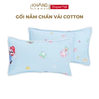 Gối Nằm Trẻ Em Vải Cotton Ruột Lông Vũ  ( Microfiber) Khang Home - An Toàn, Êm Ái, Mềm Mại Cho Bé