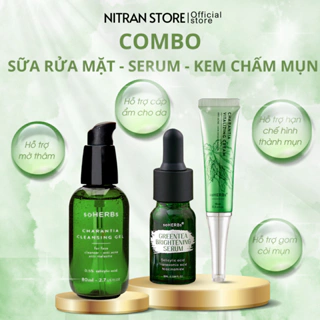 Combo 3 Sản Phẩm: Sửa Rửa Mặt, Serum Trà Xanh, Cao Chấm Mụn Hỗ Trợ Giảm Mụn Sáng Da - Nitran Store