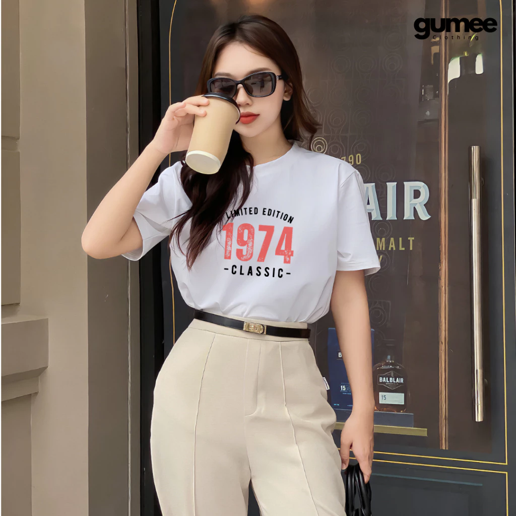Áo thun nữ in số form vừa nhiều màu, áo phông nữ chất mát vải 100% cotton cao cấp trắng đen - 1974
