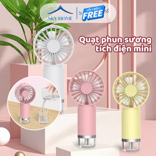 Quạt Tích Điện Phun Sương Mini, Quạt Phun Sương Cầm Tay Để Bàn Tiện Lợi Dung Tích 40ml QPS01 - Sky Home