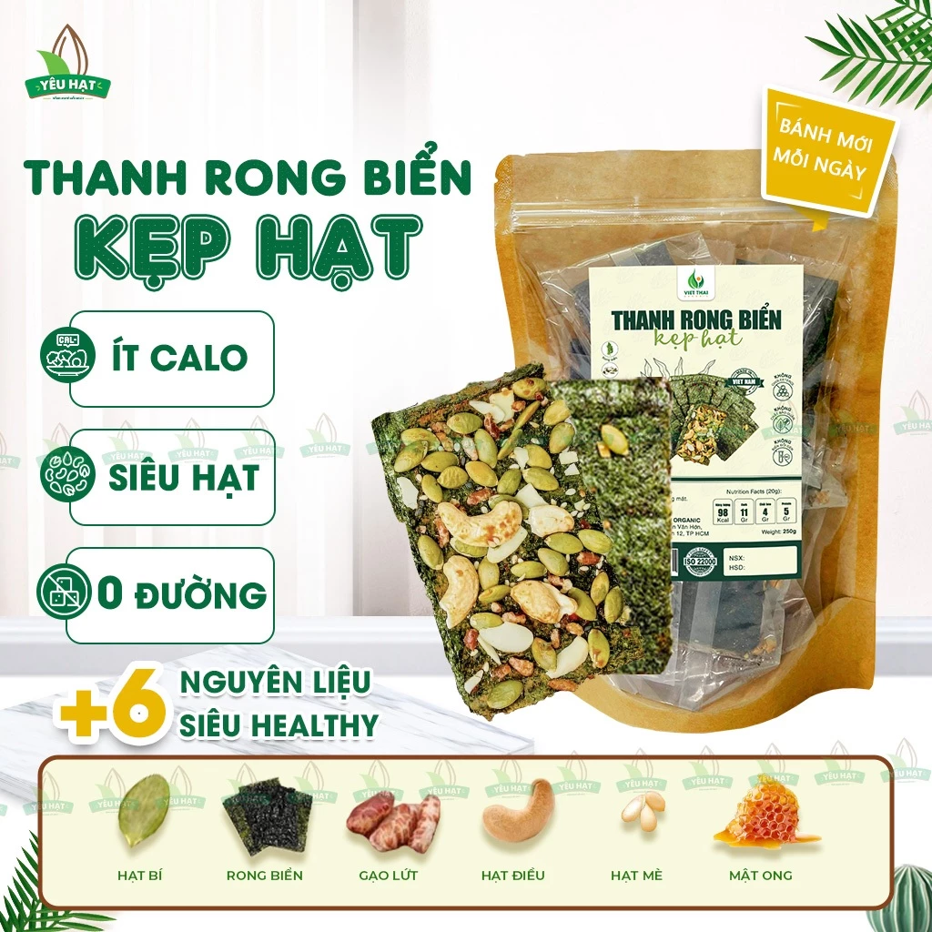 [MỚI] Thanh Rong Biển Kẹp Hạt Không Đường Ít Calo Ăn Kiêng Eatclean Healthy Bổ Dưỡng Ăn Vặt Giòn Rụm Yêu Hạt