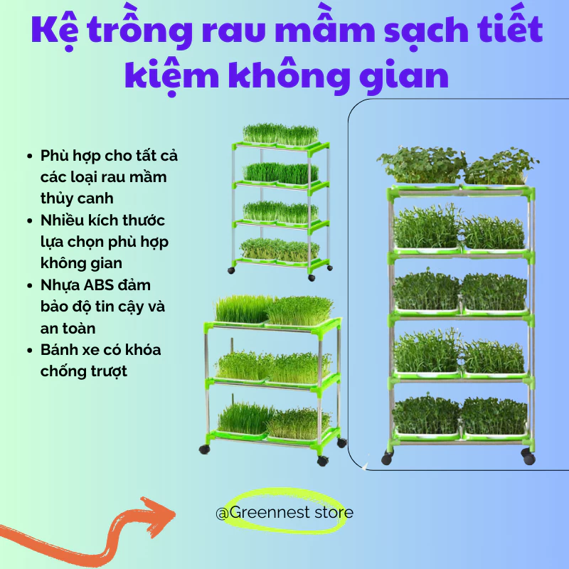 Kệ Trồng Rau Mầm Sạch Bằng Công Nghệ Thủy Canh Hiện Đại, Kệ Thủy Canh Trồng Rau Mầm Sạch Tiện Lợi