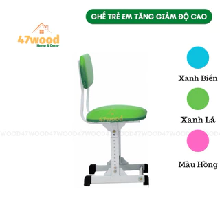 Ghế trẻ em tăng giảm độ cao chân đơn CD12 - Ghế học sinh mặt nệm khung sắt 47wood