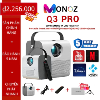 ⭐Q3 Máy chiếu thông minh mới ⭐Dành cho điện thoại Android9.0 1080P 4K WiFi LED Protable Wireless tích hợp NetflixYouTub