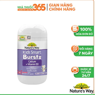 Viên Nhai Cho Bé Nature’s Way Kids Smart Calcium + Vitamin D3 Burstlets Bổ Sung Canxi Phát Triển Chiều Cao - Hộp 50 Viên