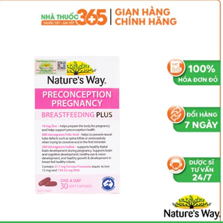 Vitamin Tổng Hợp Cho Bà Bầu Nature's Way PreConception Pregnancy Breastfeeding Plus – Dạng Viên Nang - Hộp 30 Viên